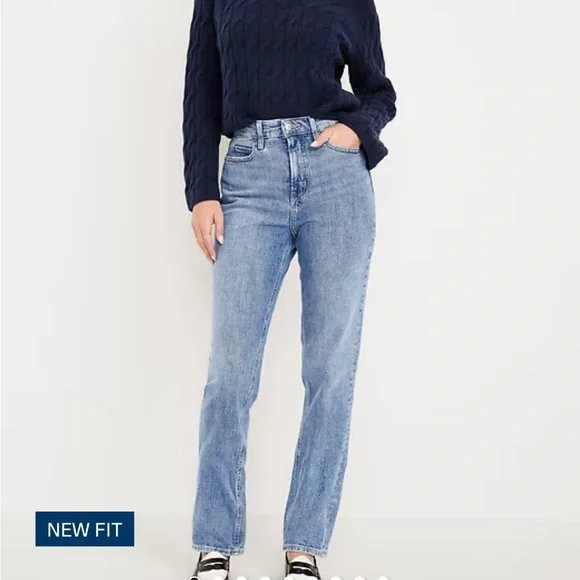 OLD NAVY Extra High-Waisted Straight Jeans - 8 Tall NWOT - Picture 1 of 7